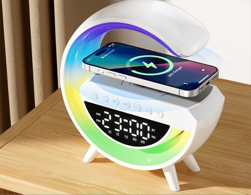 Altavoz Bluetooth Luz Nocturna Cargador Inalámbrico Multifu Blanco