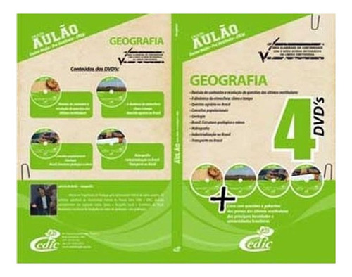 Coleção Aulão Geografia Video Aulas 1 Livro 4 Dvds