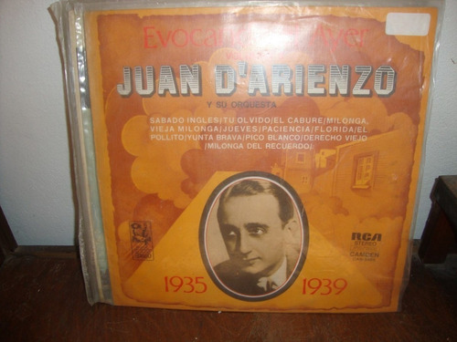 Vinilo Juan D Arienzo Evocando El Ayer 1935 1939 Vol 6 T2