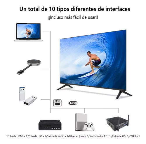  Smart TV LED HD de 32 pulgadas, soporta una resolución