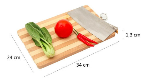 Tabla Picar Madera Bambú Corte Carne Vegetales Picoteo Queso Rayas Bambú
