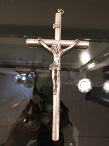 Antigua Cruz Con Cristo Bañada En Plata