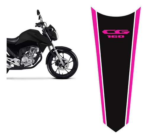 Adesivo Tanque Preto/rosa Moto Honda Cg Titan 160 2018/2020