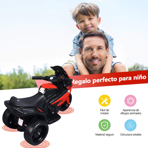 Triciclo Eléctrico Y Recargable 6v Para Niños Blanco Rojo
