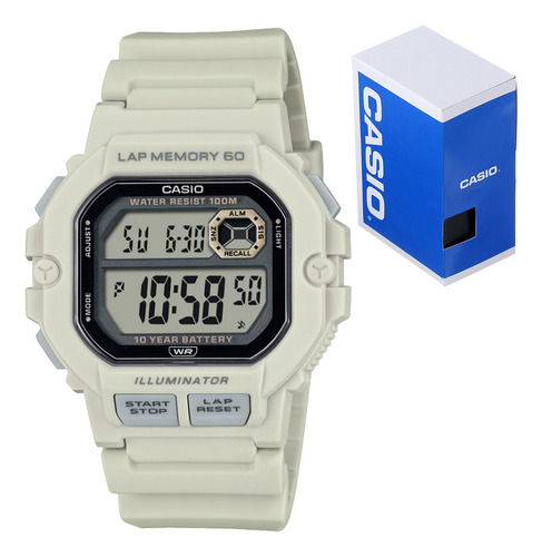 Reloj Casio Ws 1400h 8av Cronometro Temporizador 3 Alarmas Correa Beige Bisel Beige Fondo Beige
