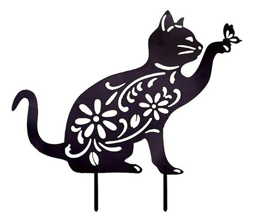 Estaca Decorativa Para Jardín Con Forma De Gato, Hierro, [u]