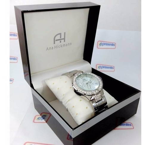 Relógio Feminino Ana Hickmann Prateado Swarovski Ah30193q