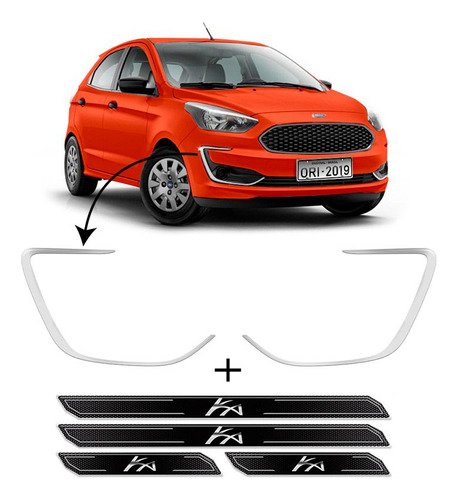 Aplique Para-choque Ford Ka 2019 Adesivo + Soleira Protetora