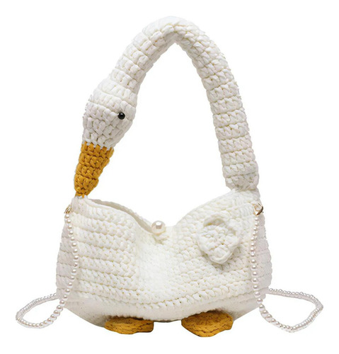 Bandolera Tejida De Lana Con Cadena De Perlas Para Mujer