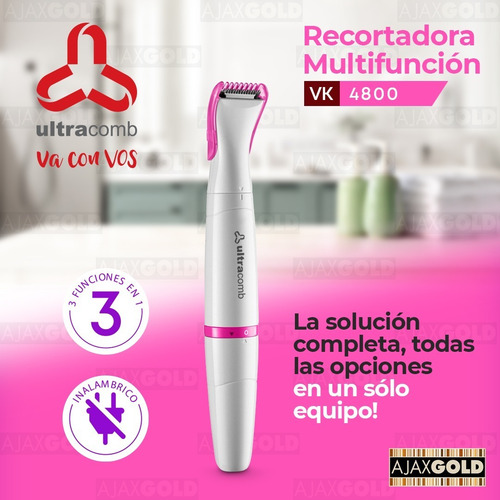 Imagen 4 de 8 de Afeitadora De Pelo Multifuncion Recorta 3 En 1 Inalambrica