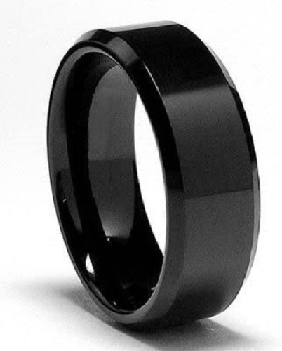 Anillo Aro Moda Tungsteno Carbide  Hipoalergenico Negro Sz 8