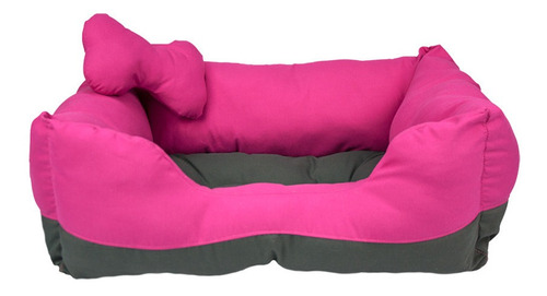 Cama Perro Rectangular Bicolor Base Impermiable Rosa/gris