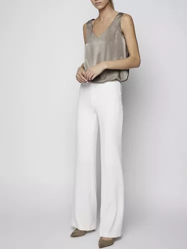 Pantalon Elastizado Mujer Oxford De Vestir Blanco Hermoso