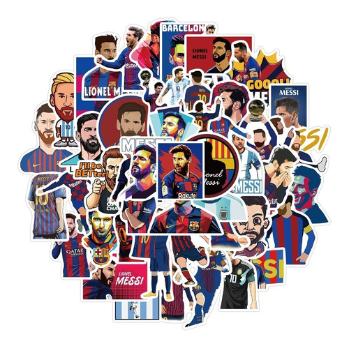 Imagen 1 de 4 de Lionel Messi - Set De 50 Stickers / Calcomanias / Pegatinas