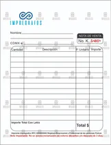 Comprar 1000 Notas De Venta 1\u002F4 Carta A Color 1 Copia Autocopiante