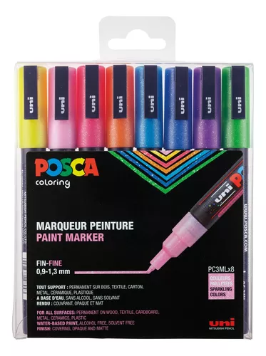 Posca Pxpc3mgl8 - Juego De Rotuladores Acrílicos (brillant.