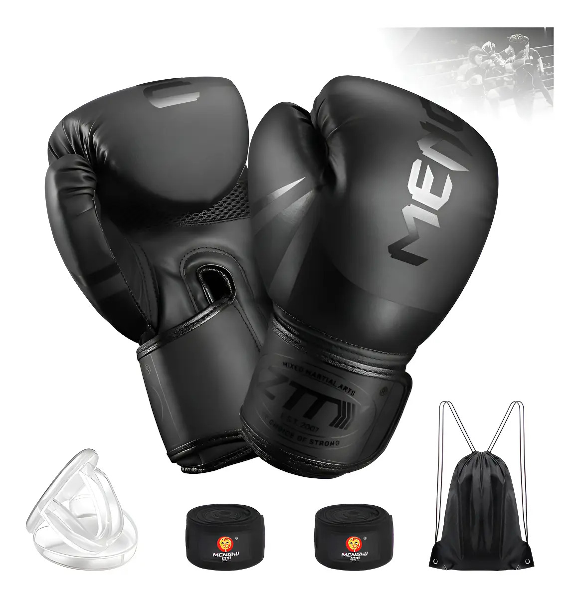 ZTTY Guantes Box Guantes Boxeo Strap Velcro 8 16 Oz Color Negro Talle 10oz