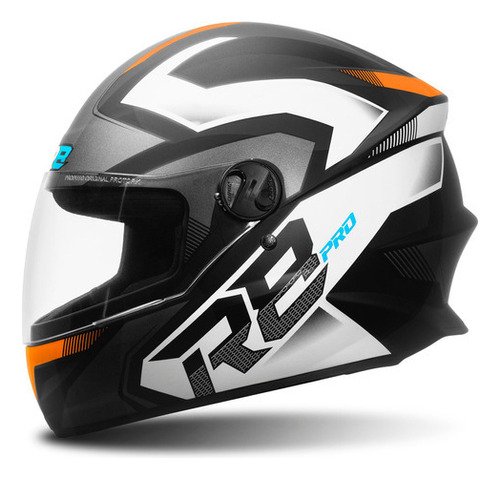 Capacete Para Moto Liberty R8 Pro Brilhante Fechado Protork Cor Preto - Laranja Tamanho do capacete 58