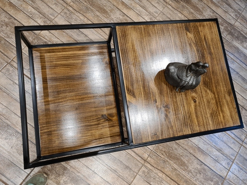 Imagen 3 de 3 de Mesa De Centro Estilo Industrial Dos Niveles