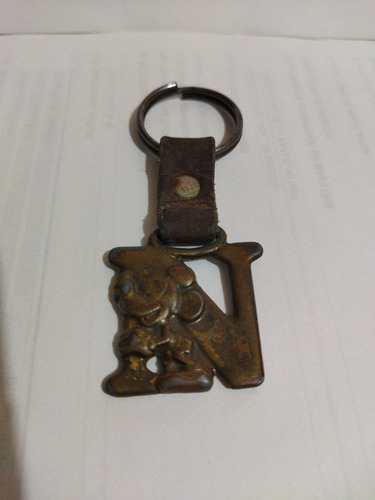 Llavero Antiguo Vintage Mickey Mouse Metal Letra N