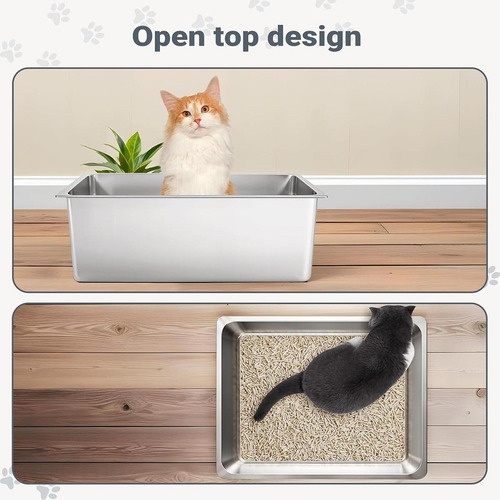 Caja De Arena Para Gatos, Inodoro Abierto 60cmx40cmx15cm