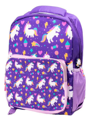 Mochila Unicornio Con Cartuchera Regalo Calidad Violeta