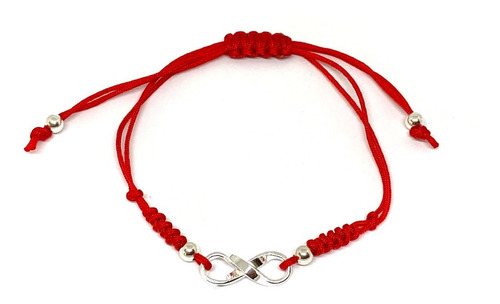 Pulsera Infinito Cordón Rojo Plata Fina