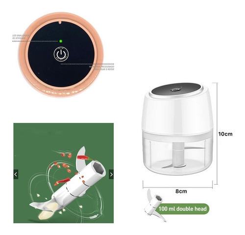Mini Processador Triturador Moedor Elétrico Alho C/ Fio Usb Cor Rosa
