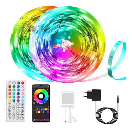 20m Luz Fita Led Bluetooth Rgb Colorida Com Fonte Controle