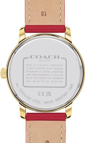 Reloj Coach 14503874 Rojo En Fondo Con Logo Coach Para Mujer