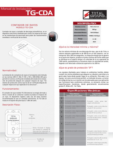 Contador De Descargas Atmosféricas Total Ground, Tg-cda