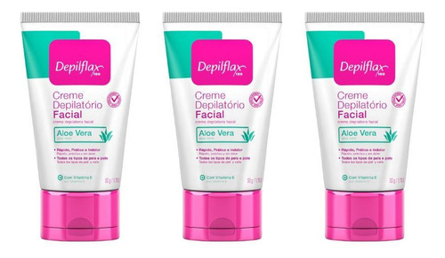 Depilatorio Depilflax Creme Facial 50g - Kit Com 3un