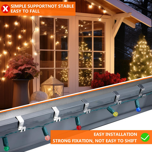 Ganchos De Canalón Para Luces De Navidad 200 Unidades