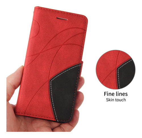 Funda Para Oppo Serie A De Piel Sintética De Alta Calidad, Funda Protectora Tipo Cartera Con Ranura Para Tarjetas, Soporte, Etc., Color Rojo