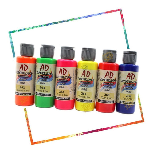 Pack Pintura Acrilica Colores Fluo Decorativo Premium Arte