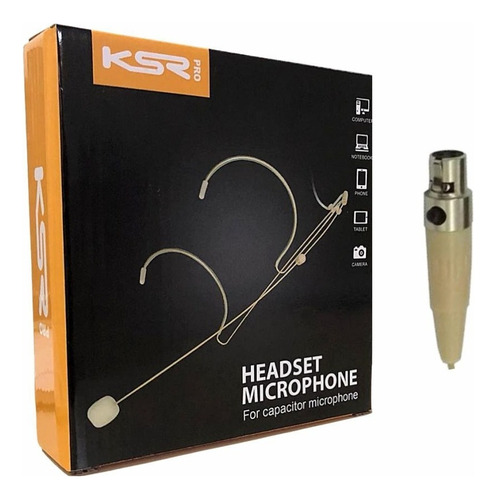 Microfone Headset Ksr Kt3c Bege Mini Xlr Serve Akg Sem Fio Cor Nude