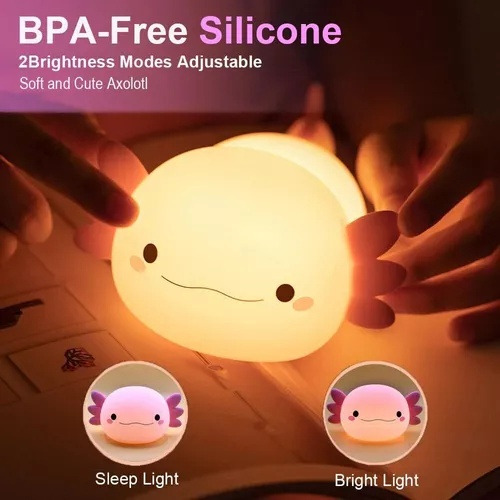 Linda Luz Nocturna Axolotl Para Recámara De Niños Recargable