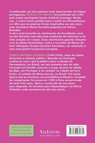 Marília De Dirceu - Tomás Antônio Gonzaga, De Tomás Antônio Gonzaga. Editora Via Leitura, Capa Mole Em Português, 2023