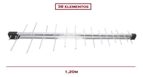 Antena Digital Espinha De Peixe 38 Elem + Cabo Coaxial 20m