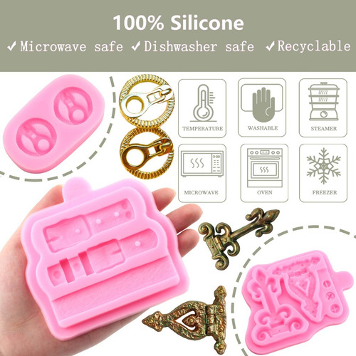 4pcs Molde De Silicona Cremallera De Cadena Fondant Resina