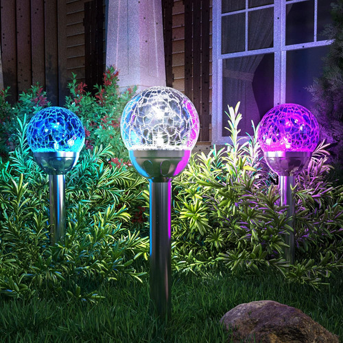 Luz Solar Para Exterior, Luces De Jardín Led Dobles Con Vidr