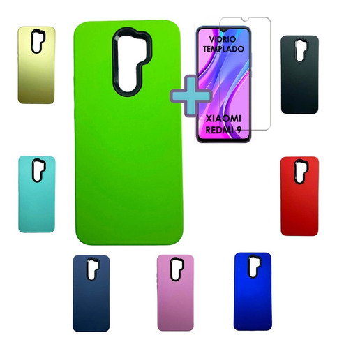 Funda Protector Xiaomi Redmi 9 Carcasa Mas Vidrio Templado