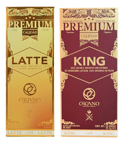 Organo | Café Latte 20u + Café King 25u | Hongo Adaptógeno