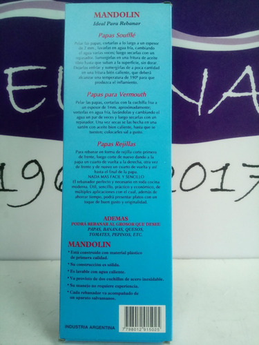 Mandolin Rebanador Cazaux Corte Papa Frita Soufflé Y Rejilla