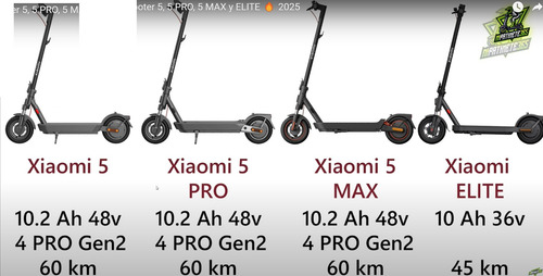 Scooter Eléctrico Xiaomi 5 Max 60km 1000w Doble Amortiguador Negro