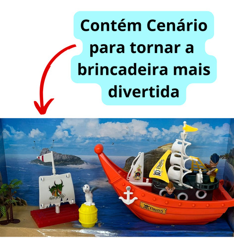 Navio Pirata Infantil Alto Mar C/ Cenário E Acessórios Barco