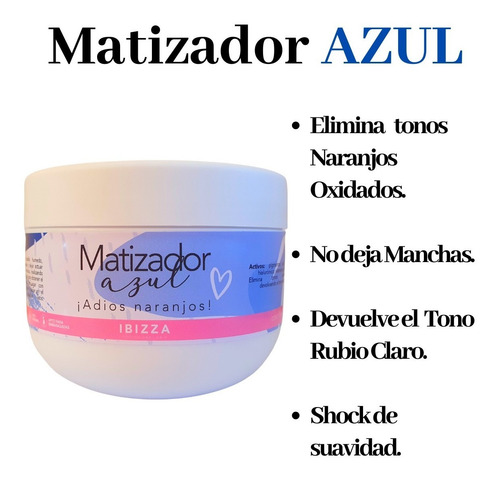 Imagen 3 de 3 de Matizador Crema Azul 100% Natural Ibizza -adiós Tono Naranjo