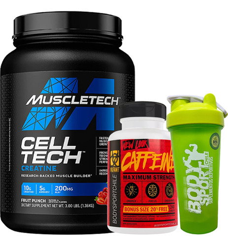 Cell Tech Muscletech 3lbs + Cafeina Mutant 240tab + Shaker 