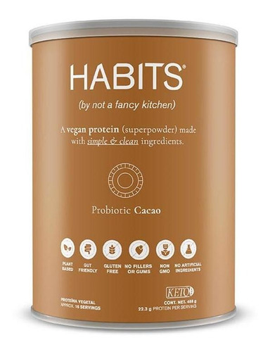 Proteína Habits Vegana Sabor Cacao 488 G