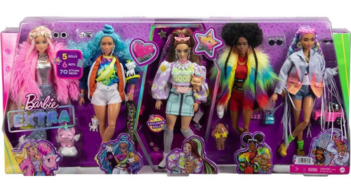 Barbie Extra Pack 5 Muñecas Edicion Especial Collector